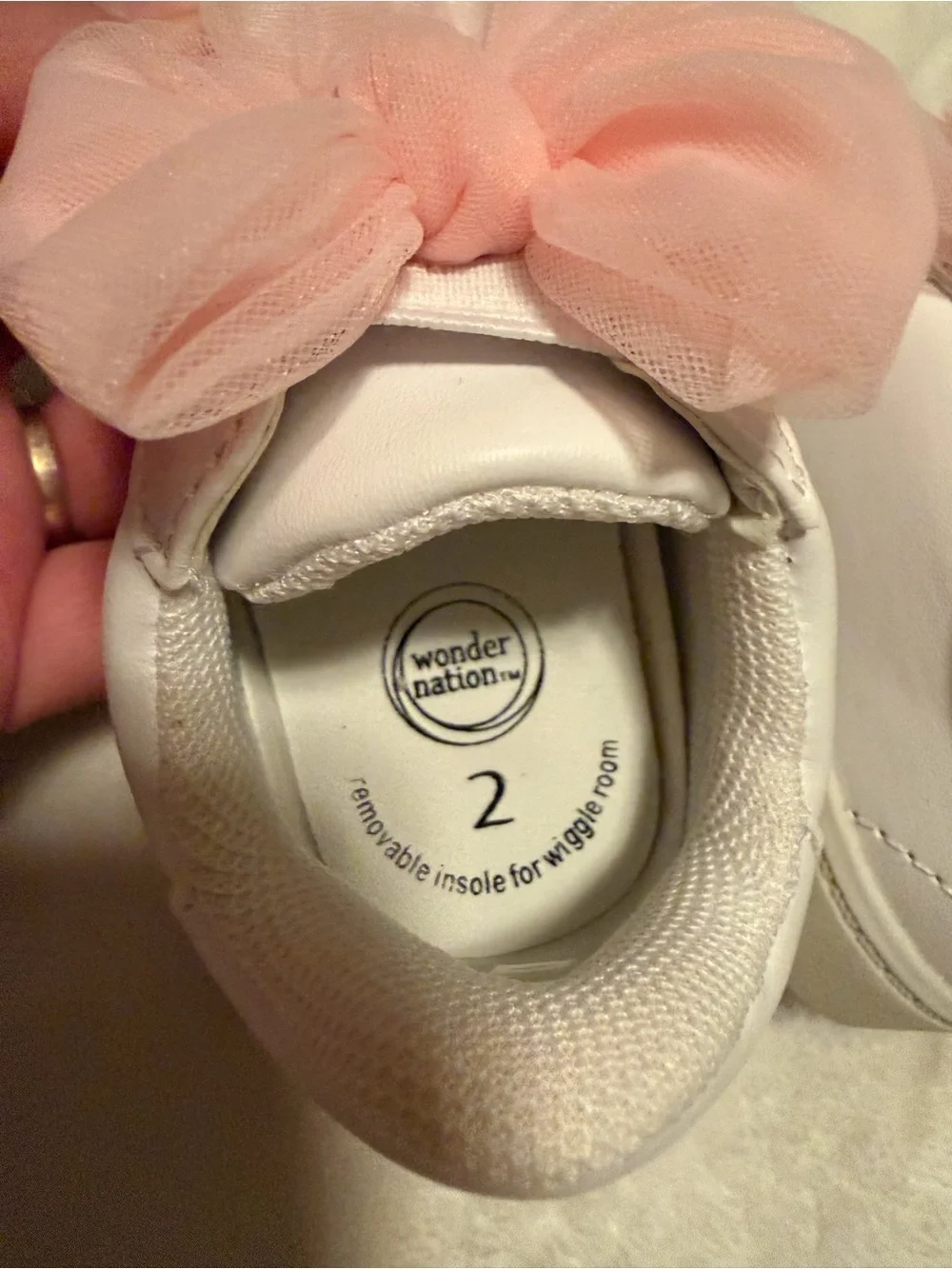 wonder nation White Toddler Sneakers with Pink Tulle Bows